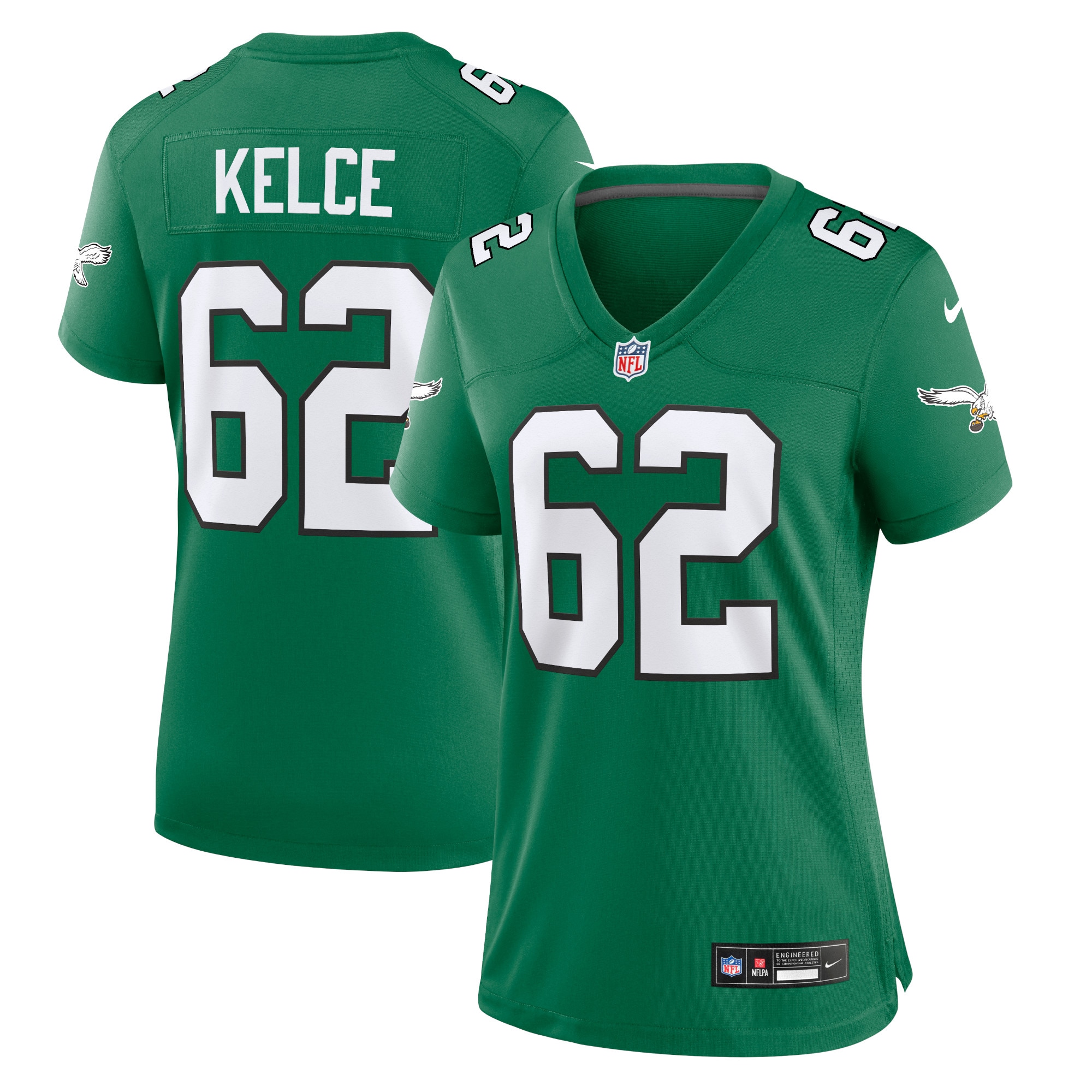 Philadelphia Eagles Jason Kelce Kelly Green Player NFL Jersey Women's