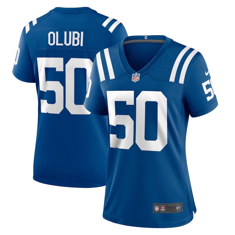 Segun Olubi 50 Indianapolis Colts Game Royal NFL Jersey Women's