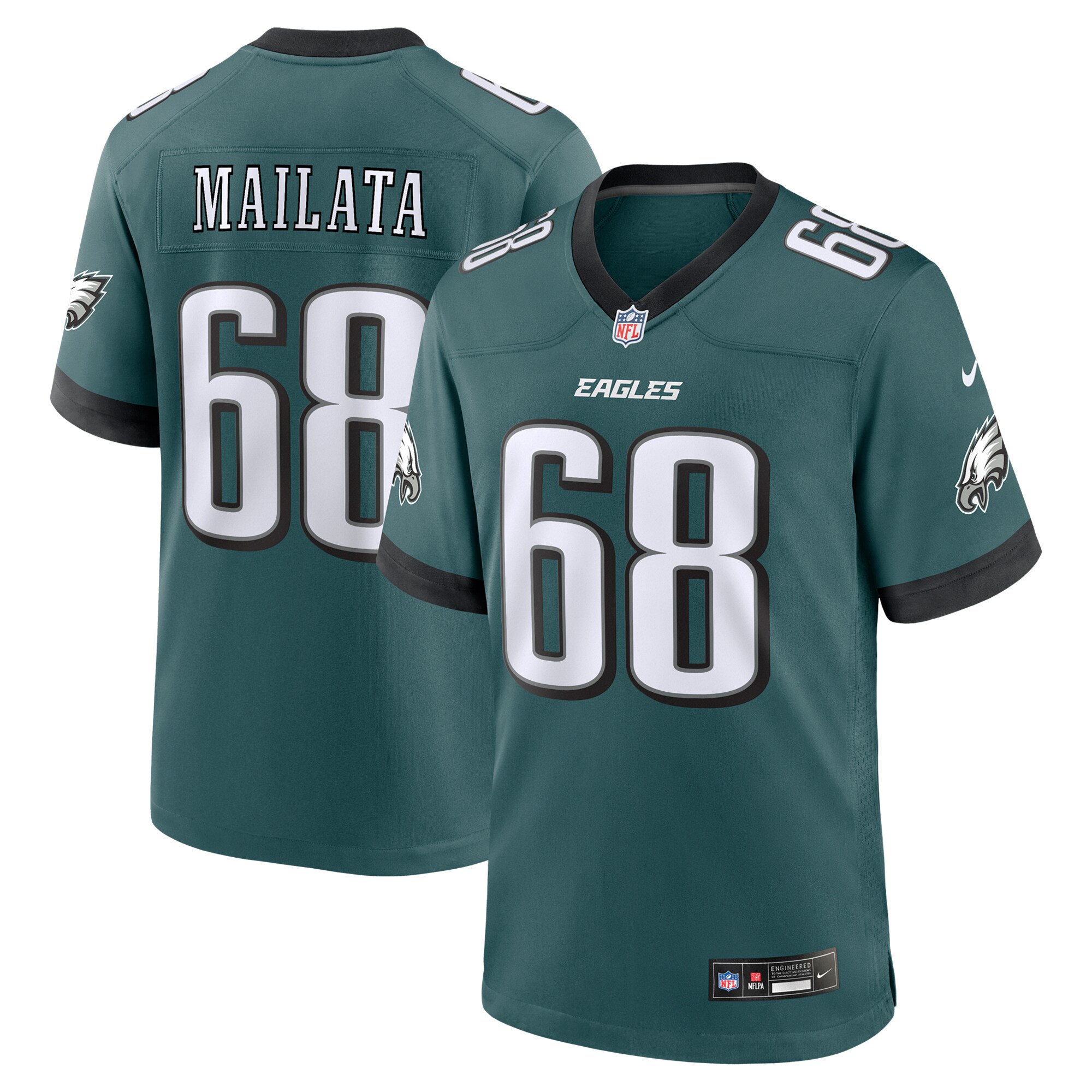 Philadelphia Eagles Mailata Midnight Green Team Game NFL Jersey Men's