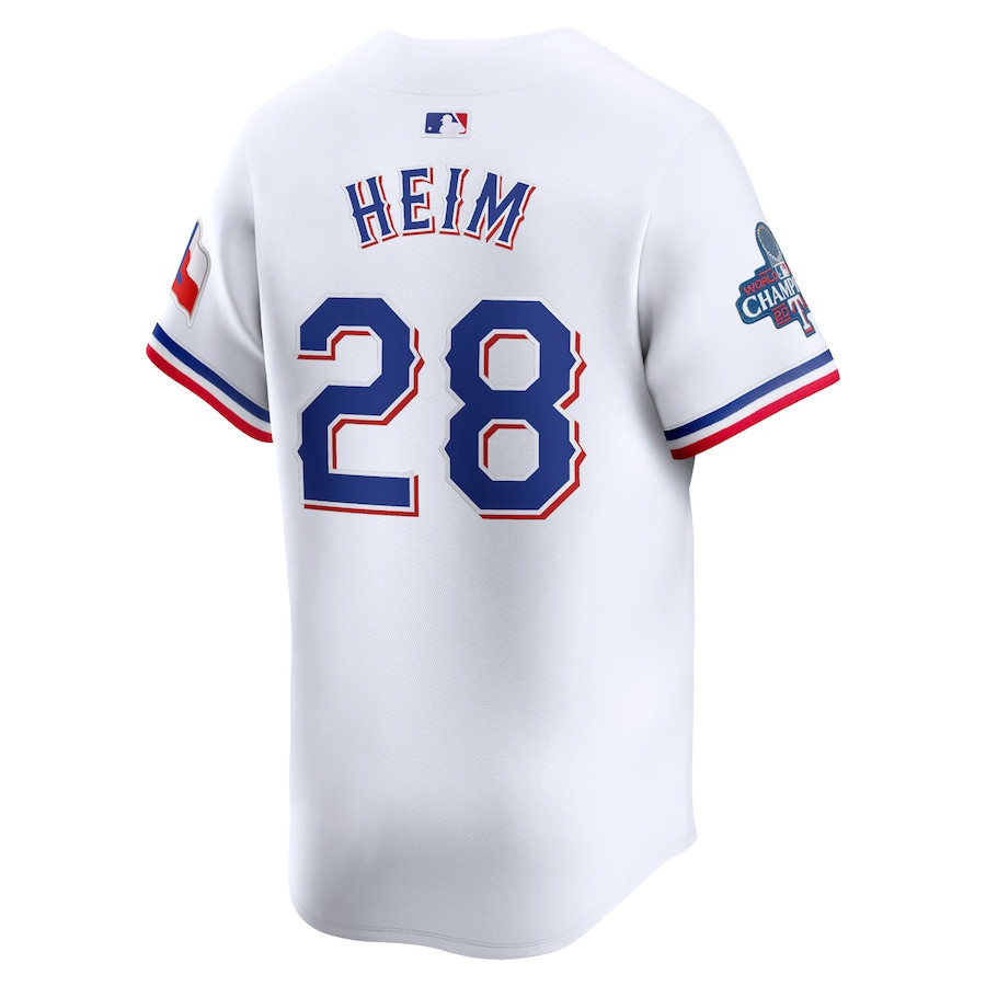 Jonah Heim 28 Texas Rangers Home 2023 World Series Champions Limited White MLB Jersey Men's