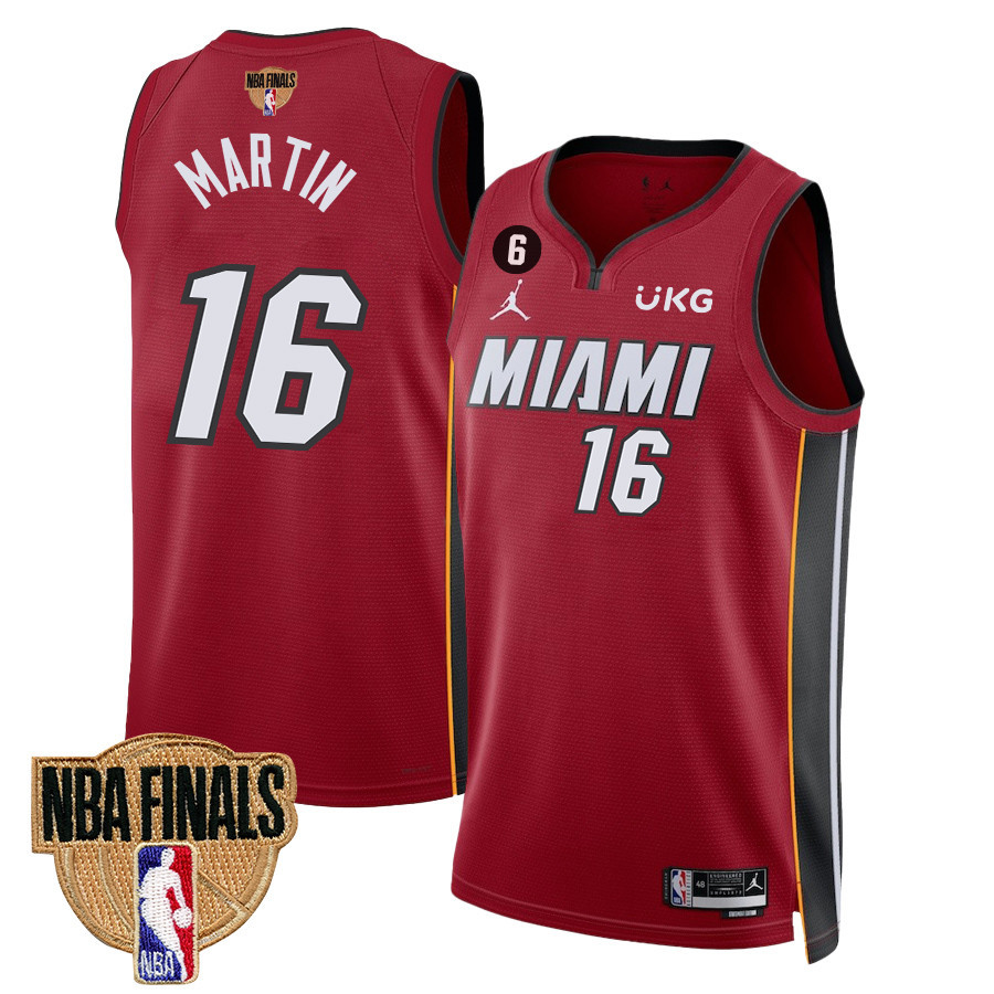 Caleb Martin 16 Miami Heat Final Champions 2023 Swingman Red NBA Jersey Men's