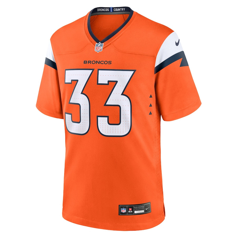 Javonte Williams 33 Denver Broncos Game Orange NFL Jersey Men's
