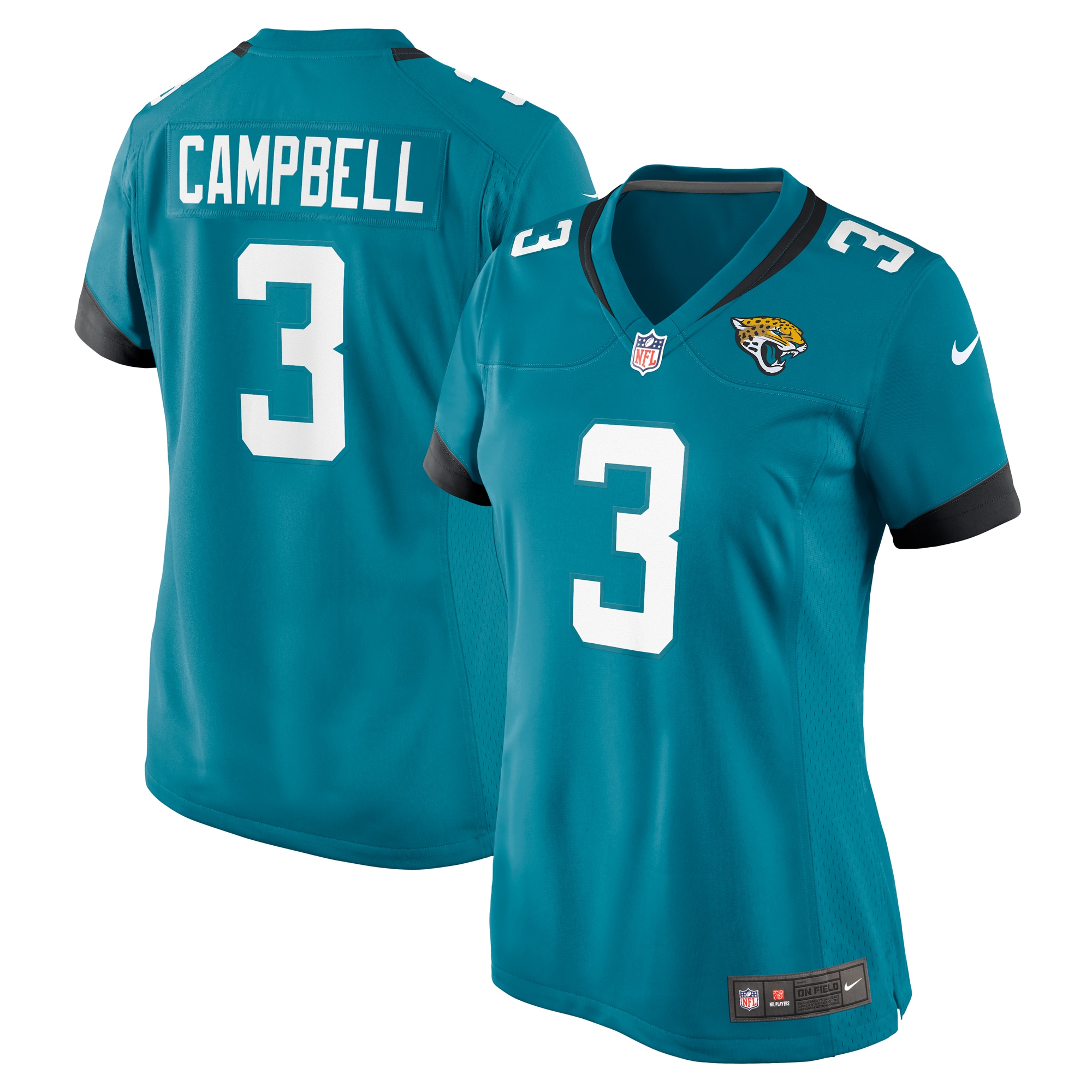 Jacksonville Jaguars Tyson Campbell Teal Game NFL Jersey Women's