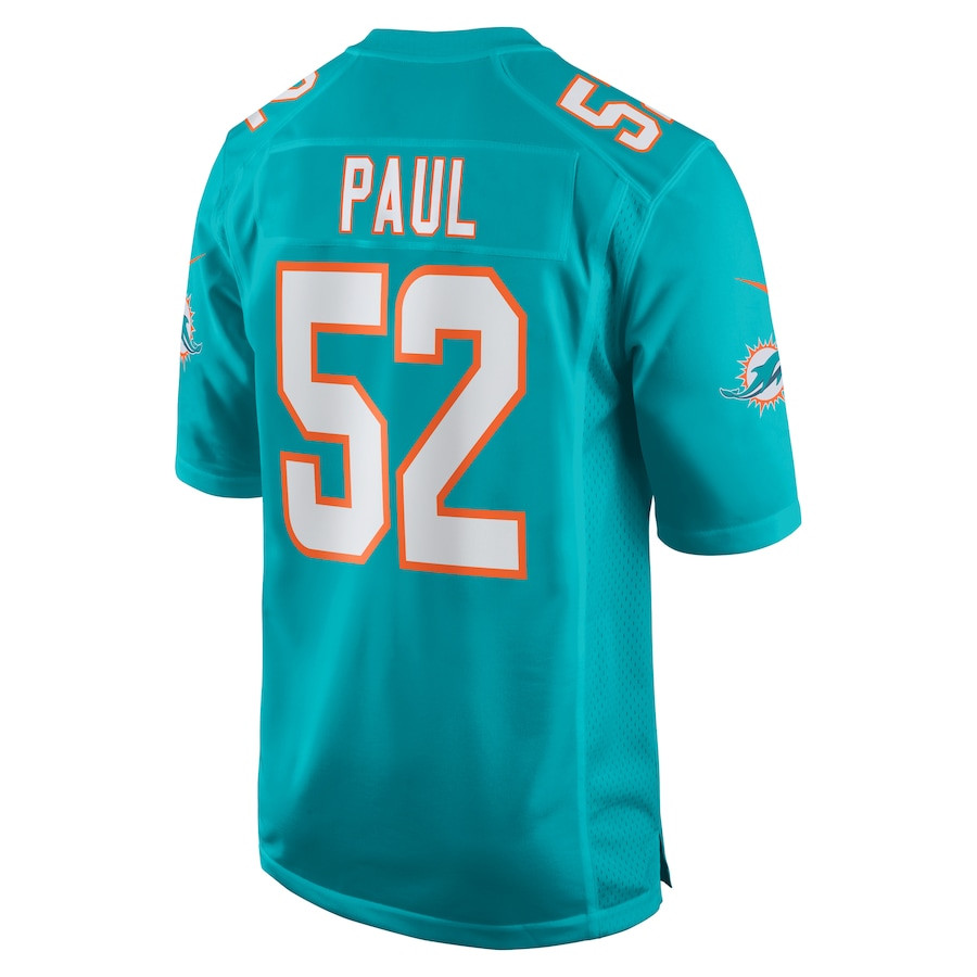 Patrick Paul 52 Miami Dolphins Game Aqua NFL Jersey Men's