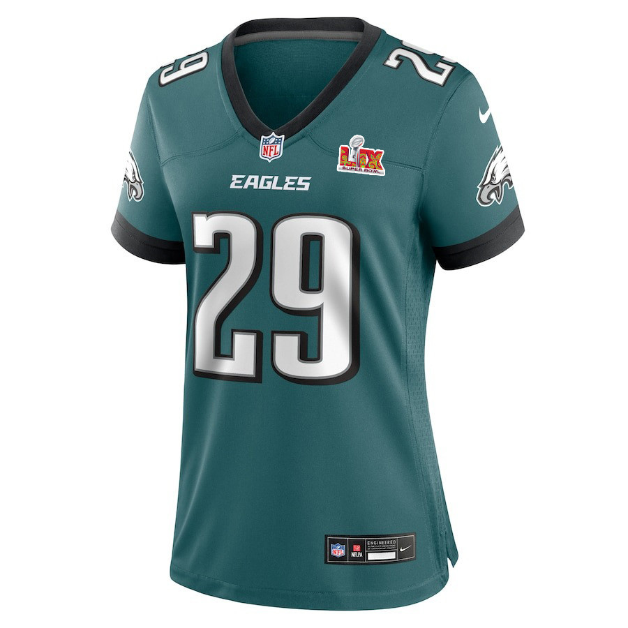 Avonte Maddox #29 Philadelphia Eagles Super Bowl LIX Midnight Green NFL Jersey Women's