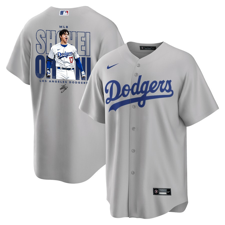 Shohei Ohtani 17 Los Angeles Dodgers Signed ShoTime 2023 Road Gray MLB Jersey Men's