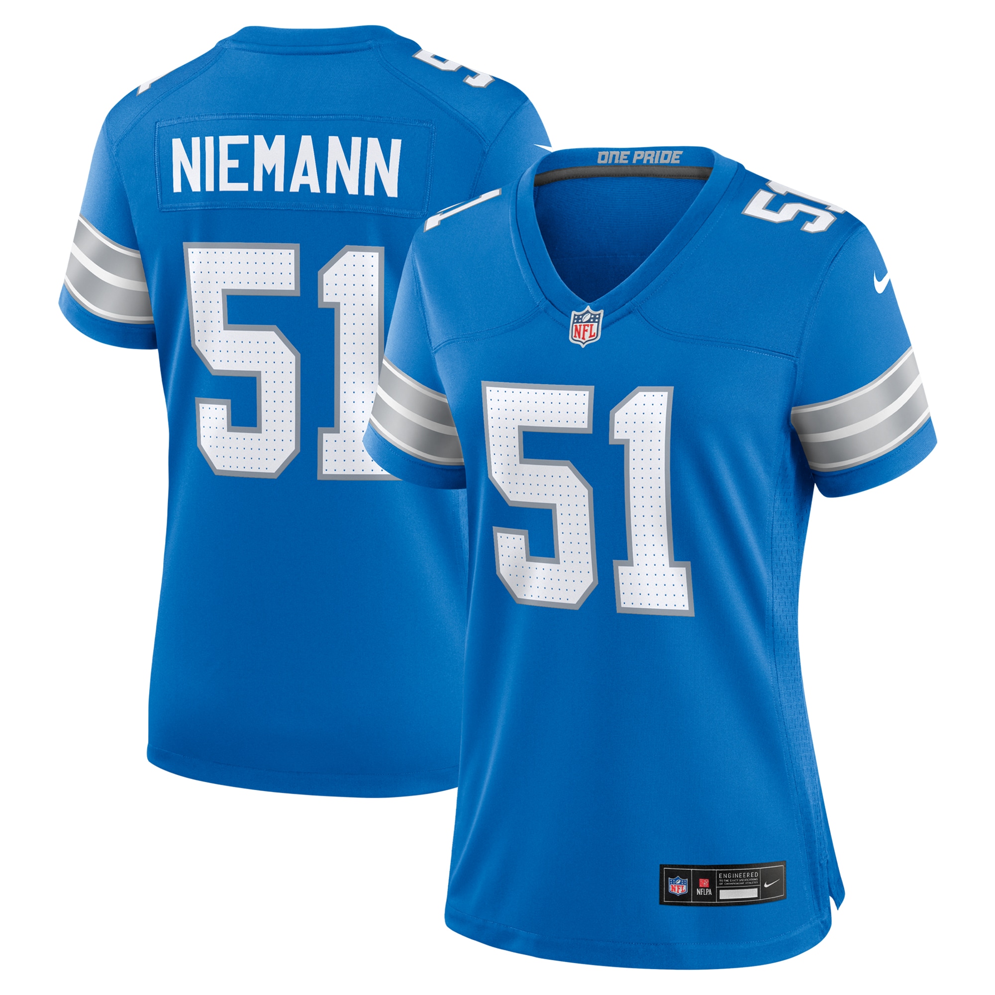 Detroit Lions Ben Niemann Blue Team Game NFL Jersey Women's