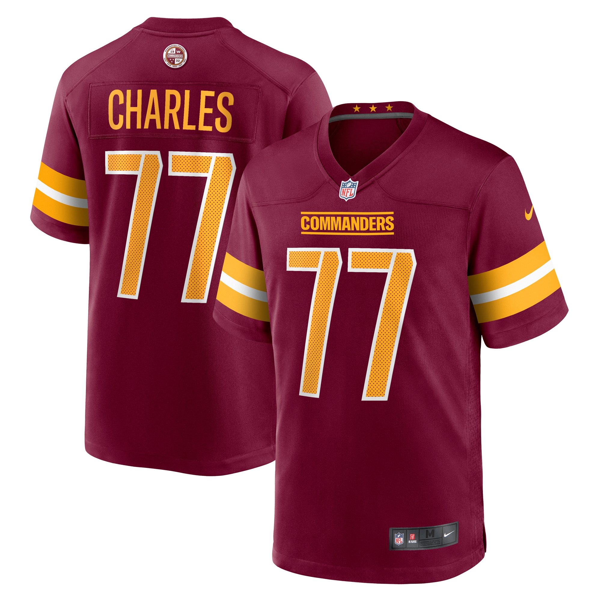 Washington Commanders Saahdiq Charles Burgundy Game NFL Jersey Men's