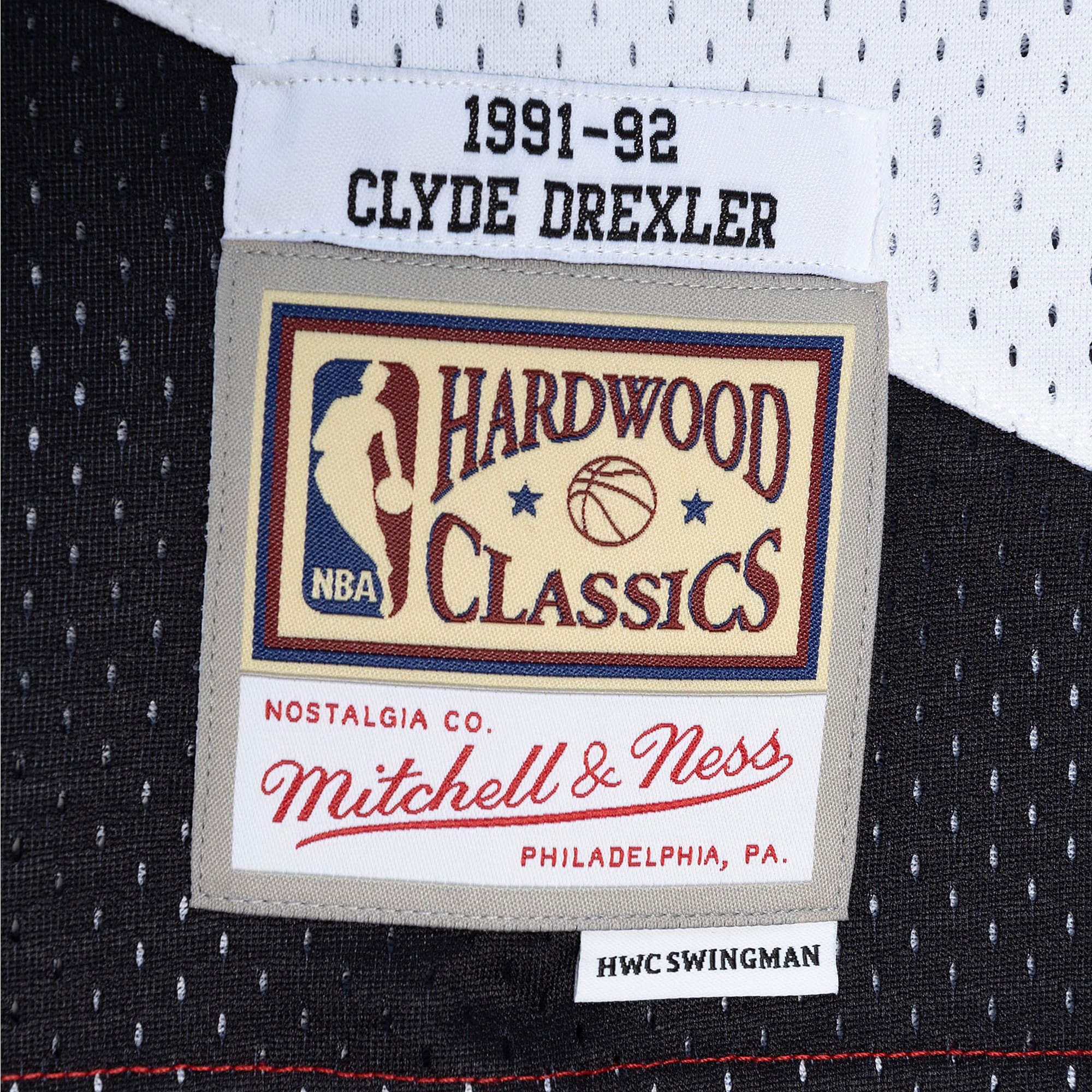 Mitchell Ness Clyde Drexler Red/Black Portland Trail Blazers Hardwood Classics 1991/92 Split Swingman NBA Jersey Men's
