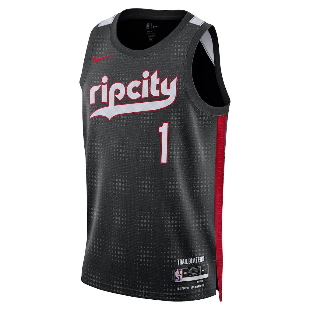 Anfernee Simons 1 Portland Trail Blazers Unisex 2024/25 Swingman Player City Edition Black NBA Jersey Unisex
