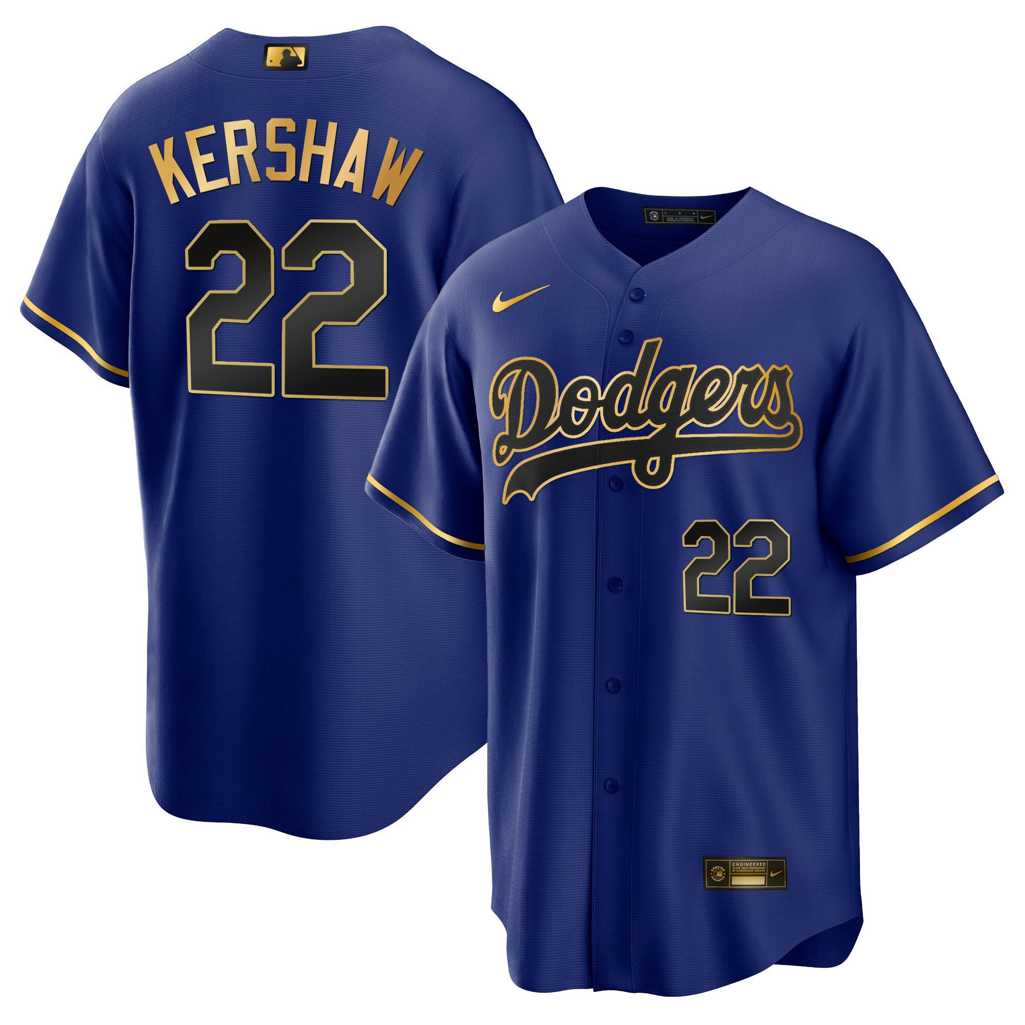 Clayton Kershaw 22 Los Angeles Dodgers Cool Black Royal MLB Jersey Men's