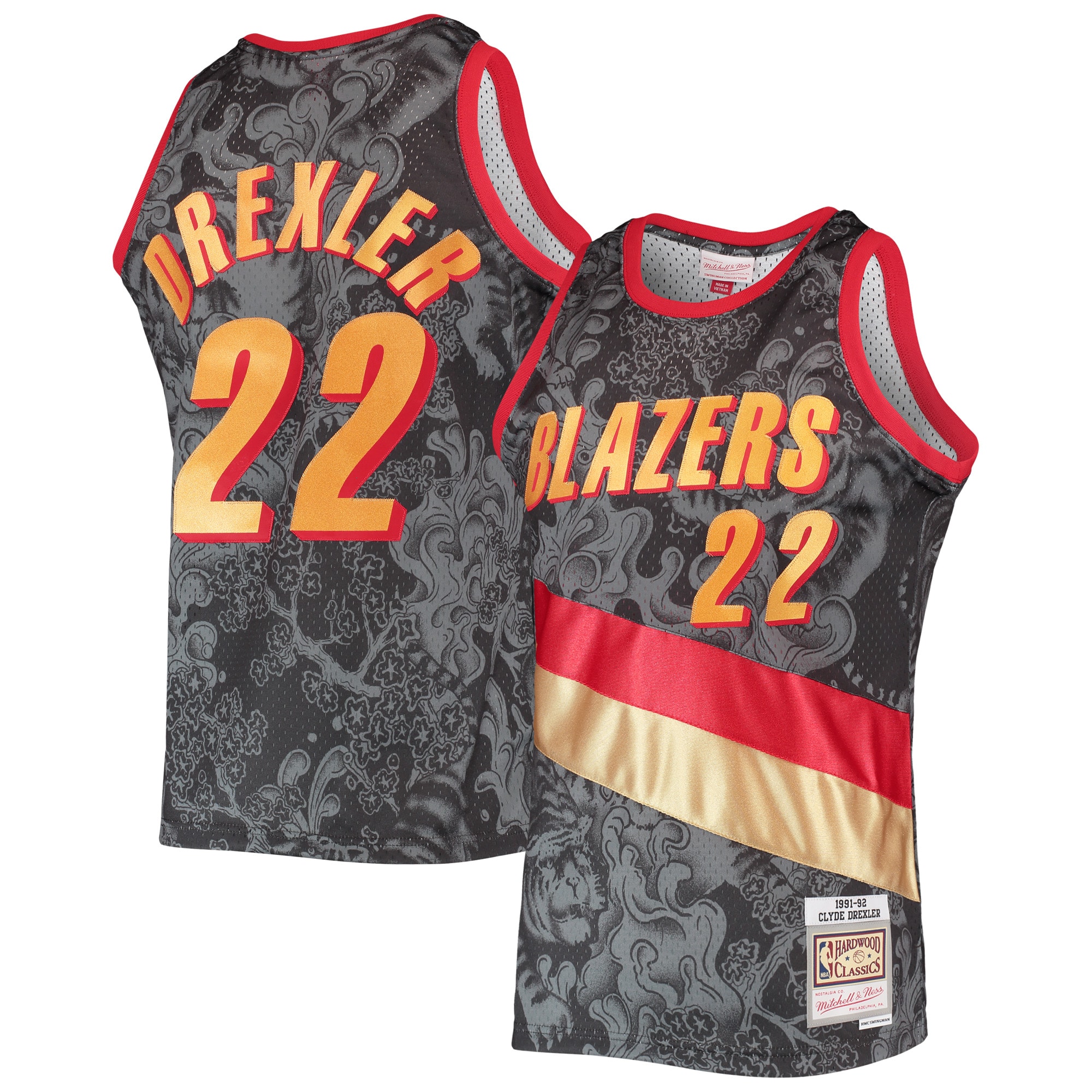 Mitchell Ness Clyde Drexler Black Portland Trail Blazers Hardwood Classics 1991/92 Lunar New Year Swingman NBA Jersey Men's
