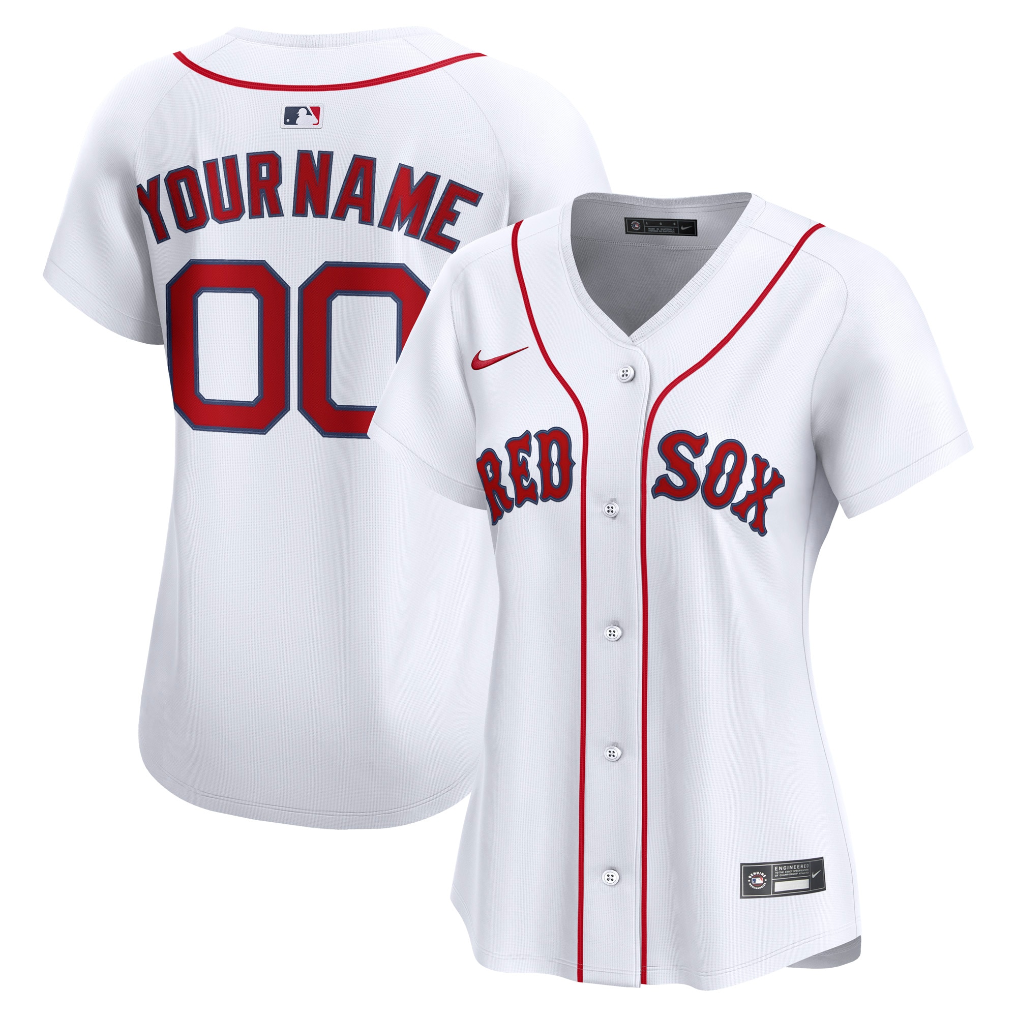 Boston Red Sox White Home Limited Custom MLB Jersey Women's