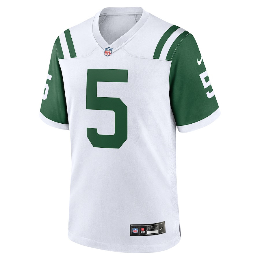 Garrett Wilson 5 New York Jets Classic Alternate Game White NFL Jersey Men's