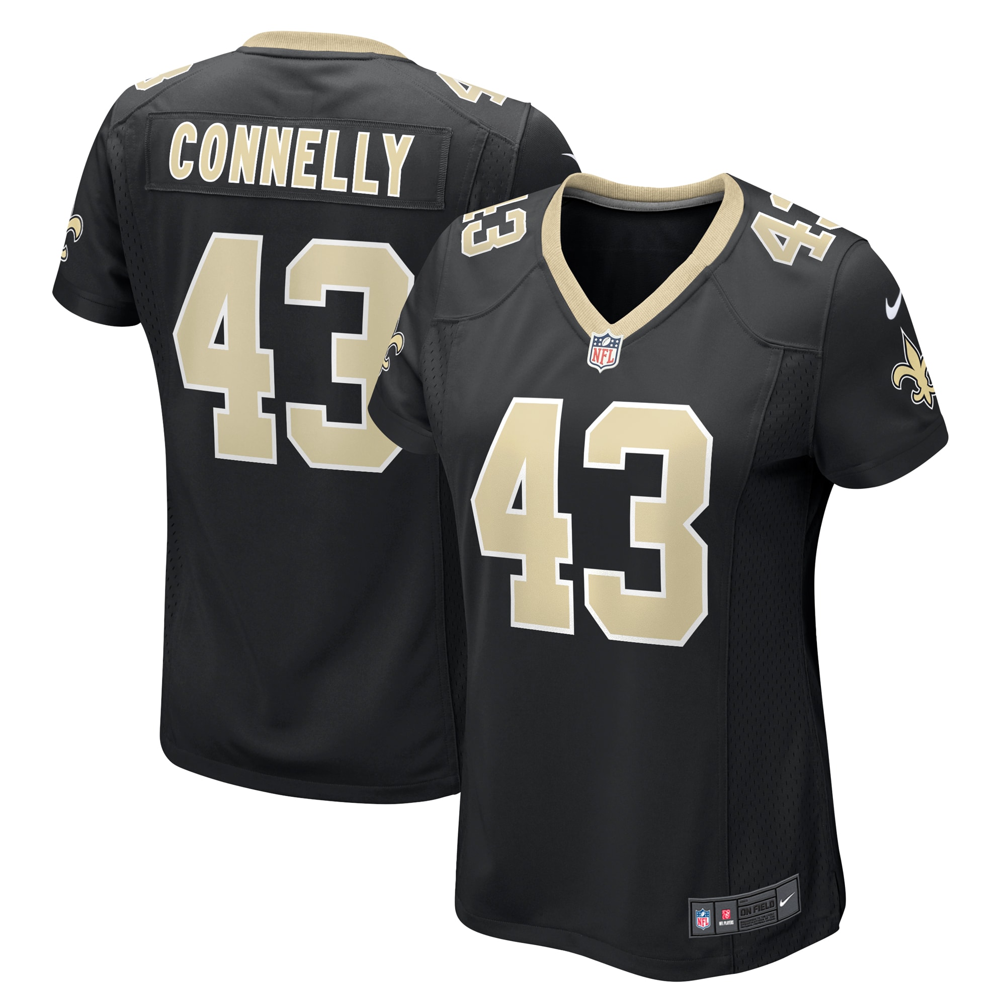 New Orleans Saints Ryan Connelly Black Team Game NFL Jersey Women's