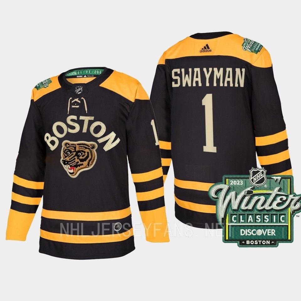 Boston Bruins Jeremy Swayman 1 2023 Winter Classic Black NHL Jersey Men's