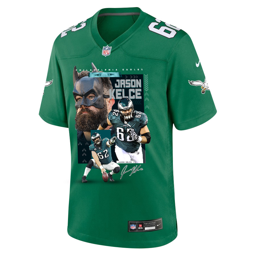 Jason Kelce 62 Philadelphia Eagles The Fat Bat Alternate Game Kelly Green NFL Jersey Men's
