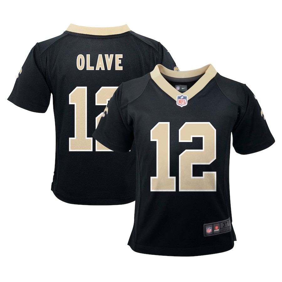 Chris Olave 12 New Orleans Saints Game Black NFL Jersey Youth