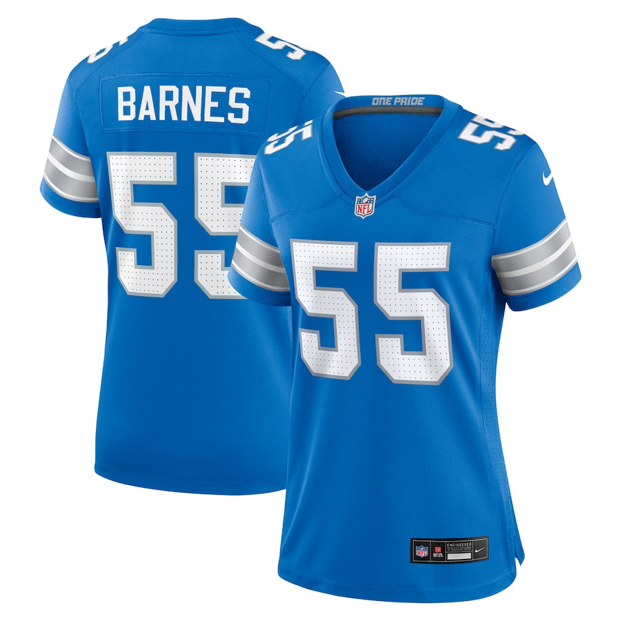 Derrick Barnes 55 Detroit Lions Team Game Blue NFL Jersey Women's