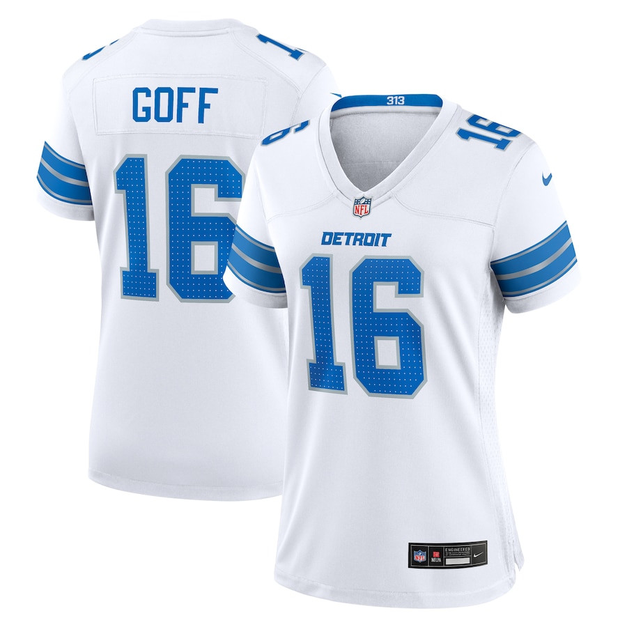 Jared Goff 16 Detroit Lions Game White NFL Jersey Women's