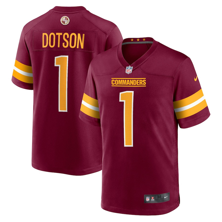 Jahan Dotson 1 Washington Commanders Game Burgundy NFL Jersey Men's