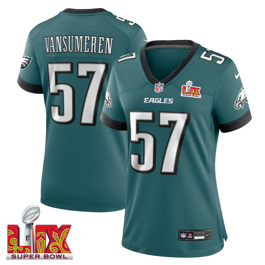 Ben VanSumeren #57 Philadelphia Eagles Super Bowl LIX Midnight Green NFL Jersey Women's