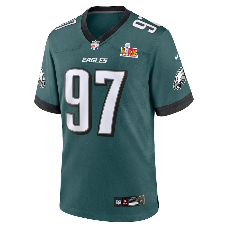 Moro Ojomo #97 Philadelphia Eagles Super Bowl LIX Midnight Green NFL Jersey Men's