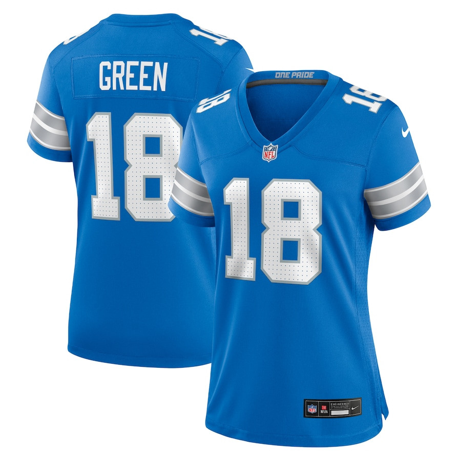 Antoine Green 18 Detroit Lions Team Game Blue NFL Jersey Women's