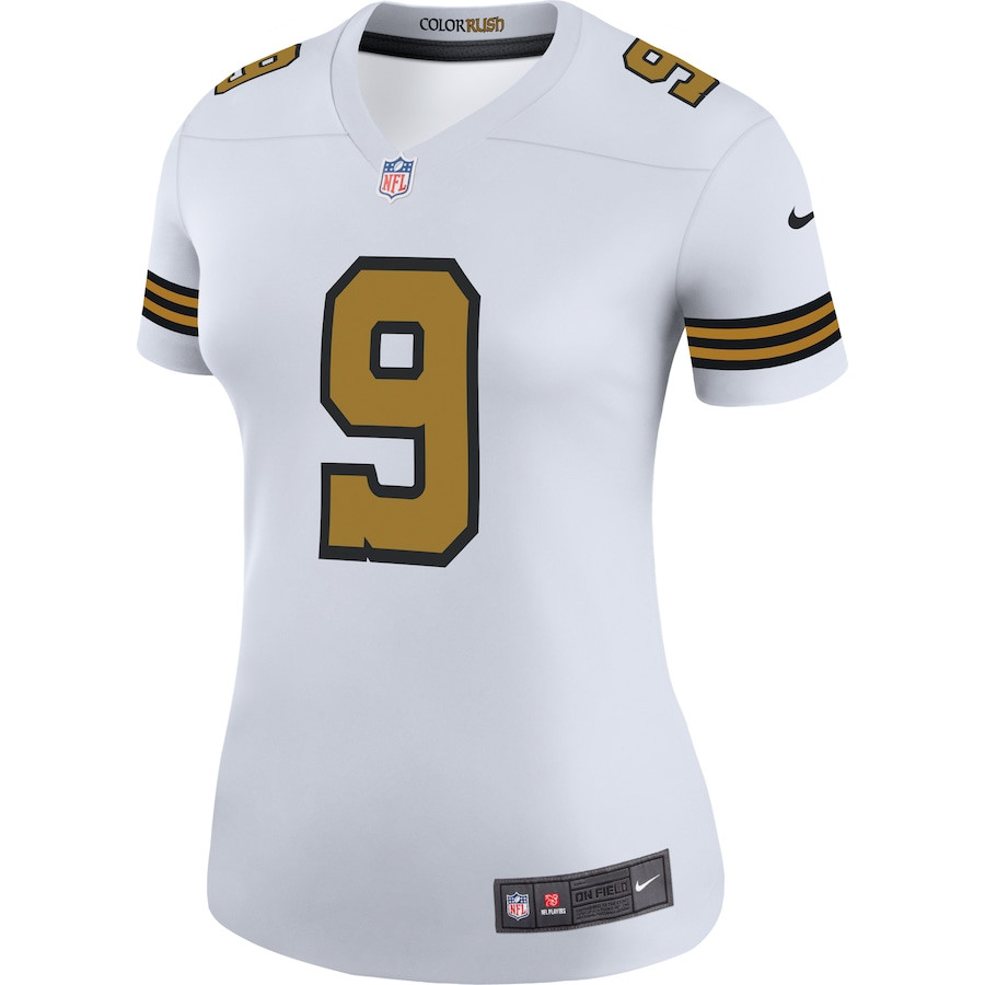 Drew Brees 9 New Orleans Saints Color Rush Legend White NFL Jersey Women's