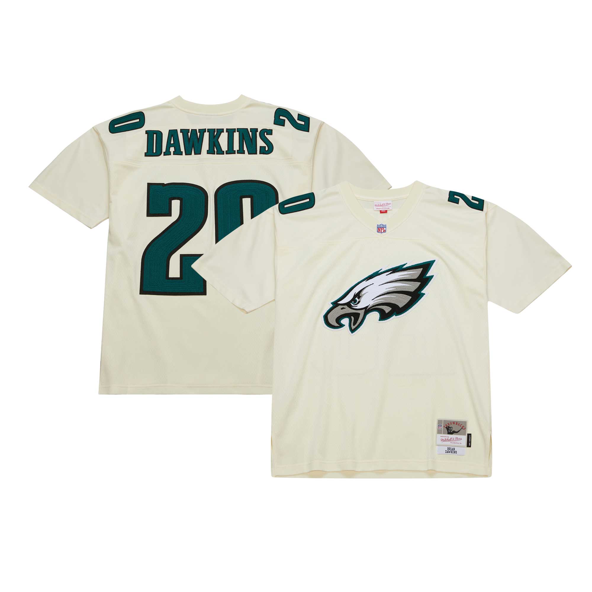 Philadelphia Eagles Brian Dawkins Mitchell Ness Cream Chainstitch Legacy NFL Jersey Men's