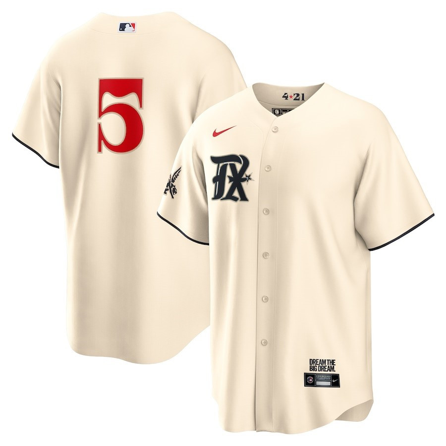 Corey Seager 5 Texas Rangers 2023 City Connect Player Cream MLB Jersey Men's