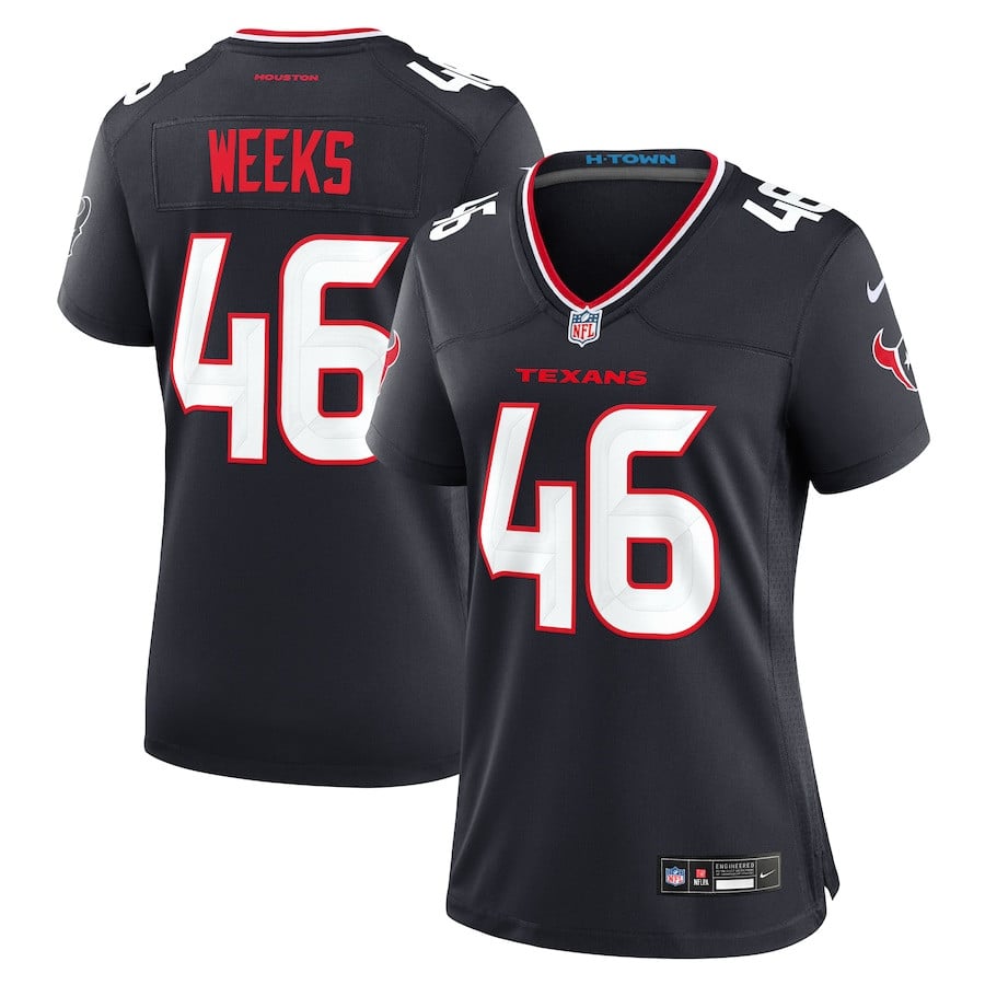 Jon Weeks 46 Houston Texans Team Game Navy NFL Jersey Women's