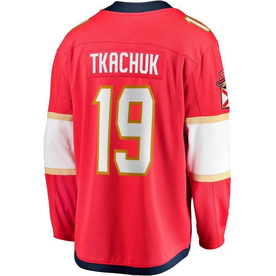 Matthew Tkachuk 19 Florida Panthers 2023 Stanley Cup Final Home Breakaway Player Red NHL Jersey Men's