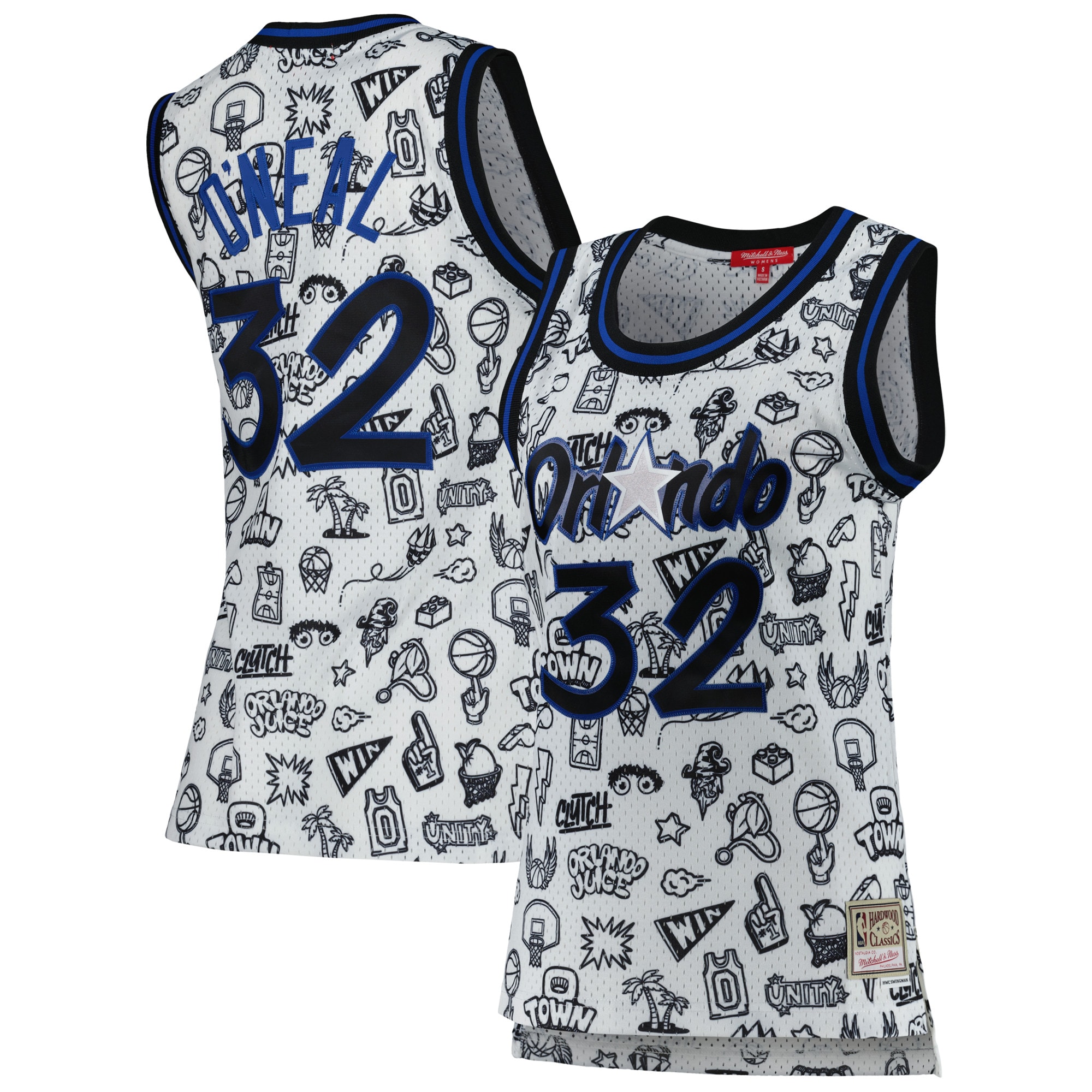 Mitchell Ness Shaquille O'Nea White Orlando Magicc 1994 Doodle Swingman NBA Jersey Women's
