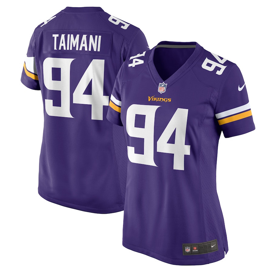 Taki Taimani 94 Minnesota Vikings Game Purple NFL Jersey Women's