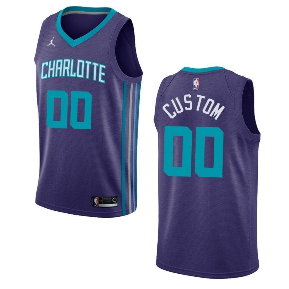 Charlotte Hornets 00 Custom Statement Swingman Purple NBA Jersey Men's