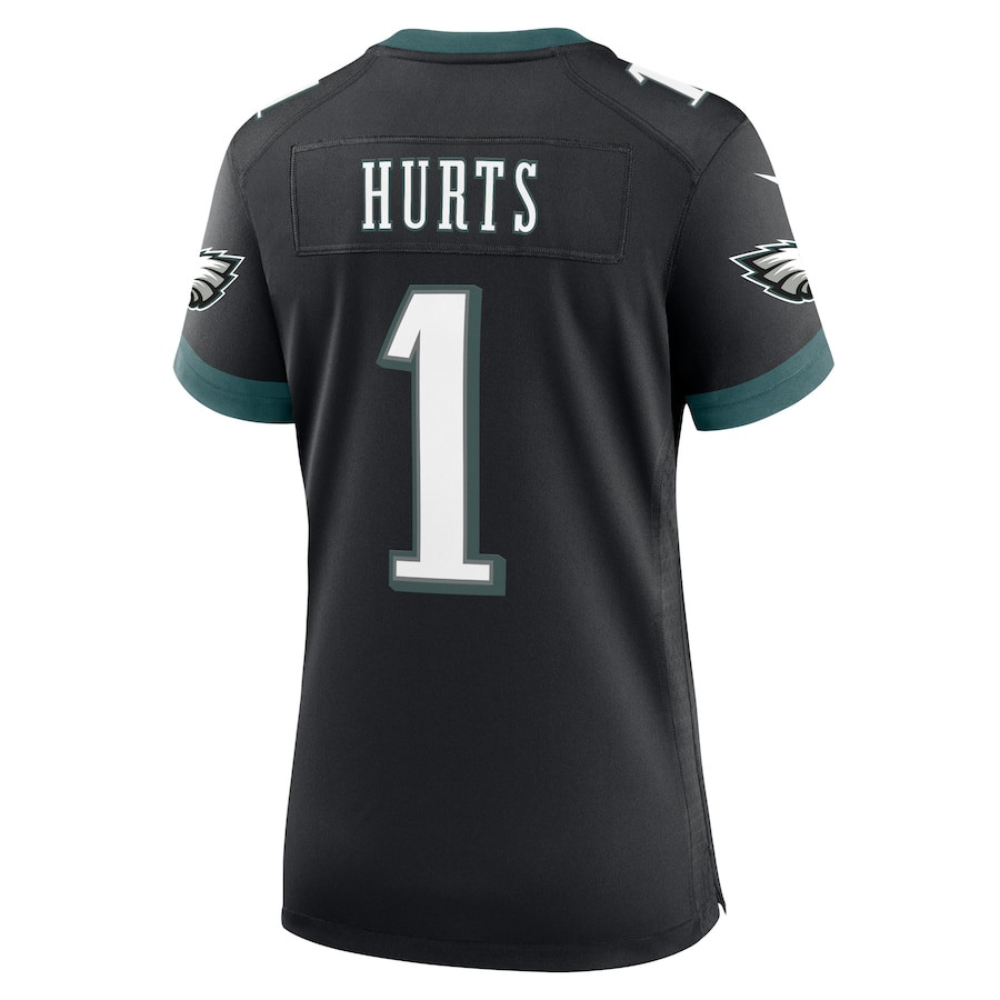 Jalen Hurts 1 Philadelphia Eagles Alternate Game Black NFL Jersey Women's