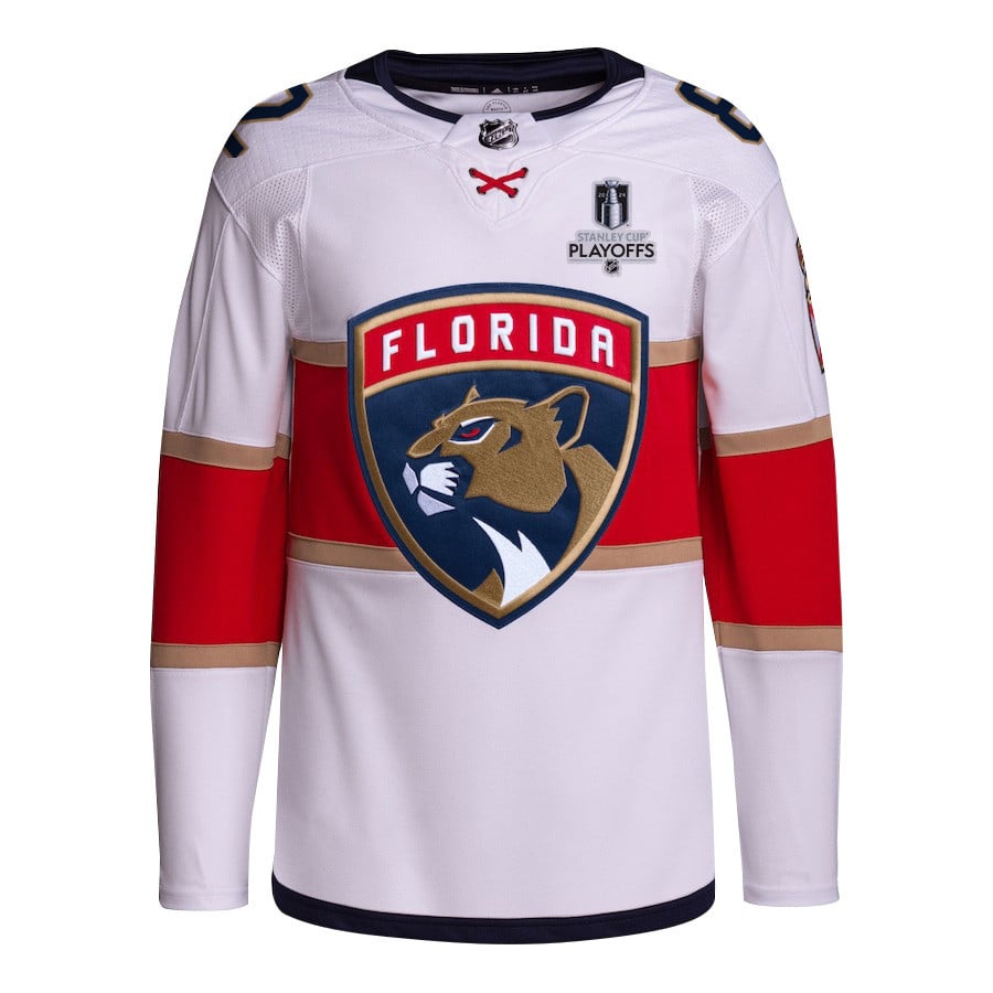 Kevin Stenlund 82 Florida Panthers 2024 Playoffs Patch Away Custom White NHL Jersey Men's