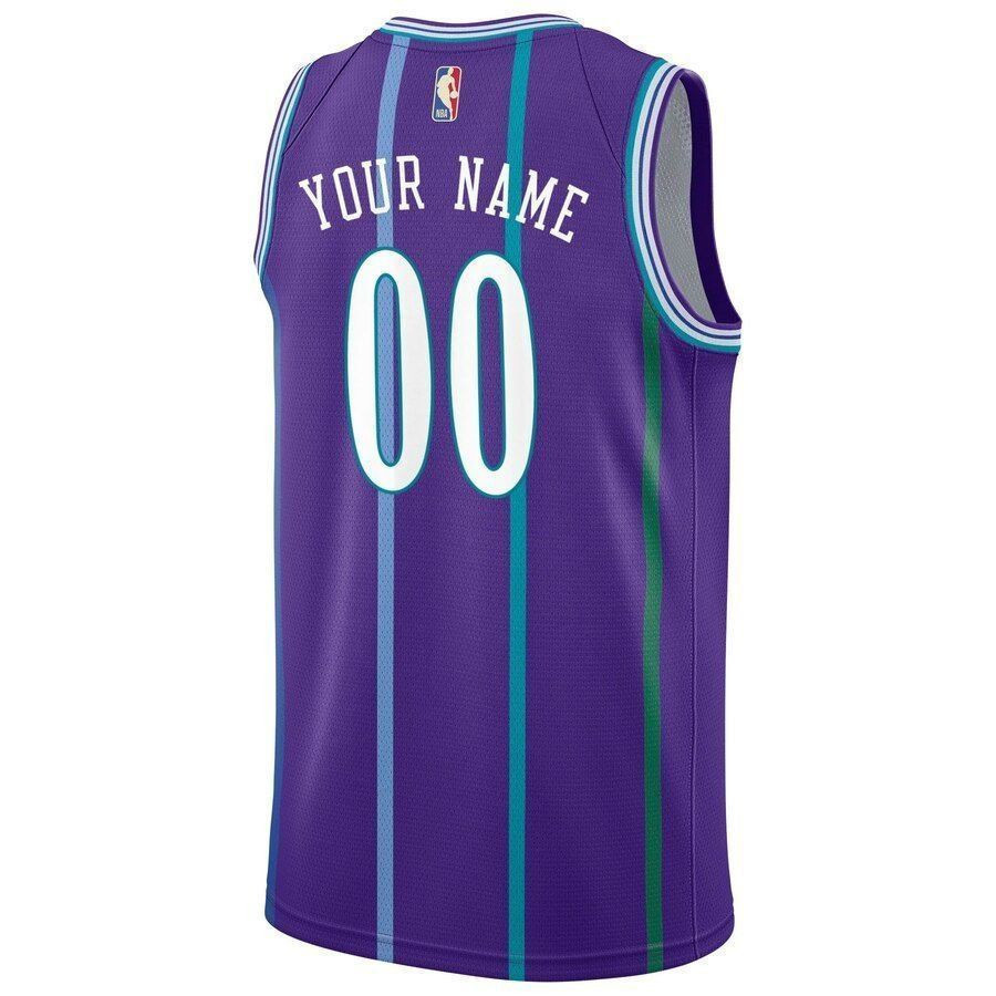 Charlotte Hornets Hardwood Classics Custom Swingman Purple NBA Jersey Men's