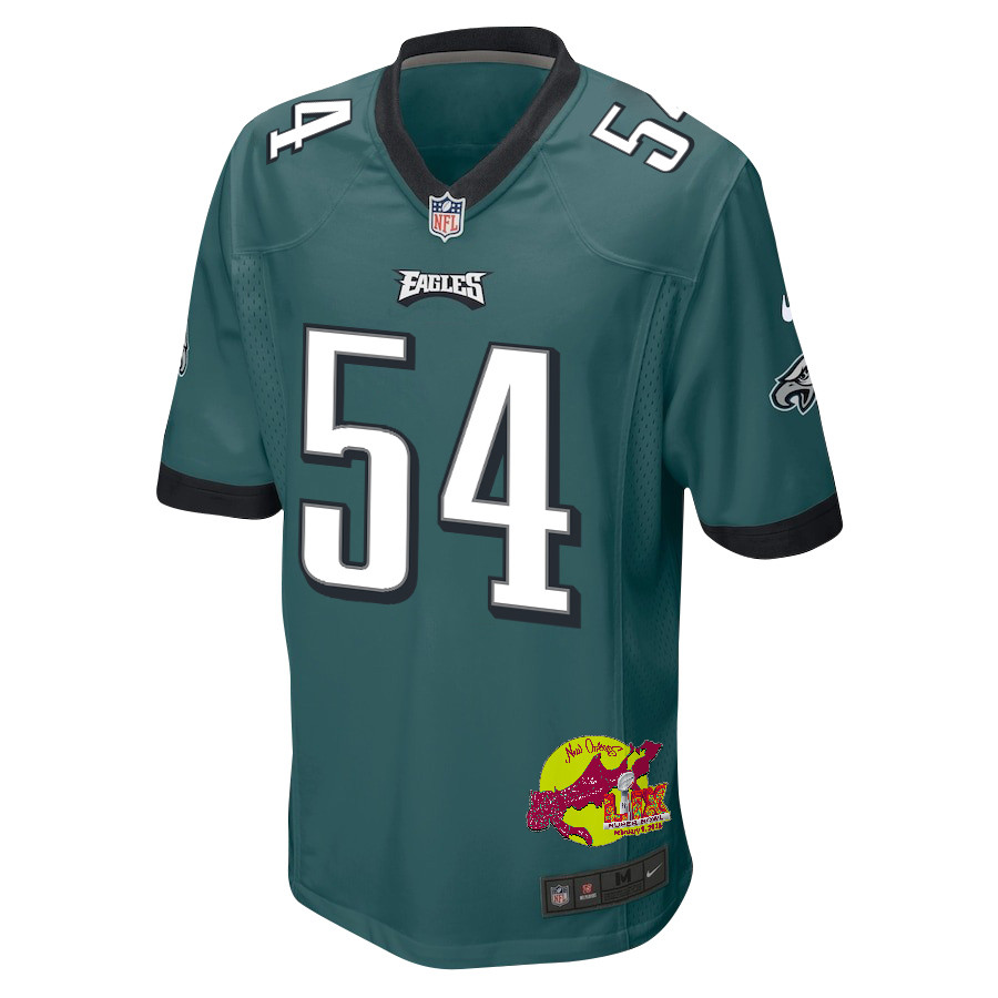 Jeremiah Trotter Jr. 54 Philadelphia Eagles Super Bowl LIX New Orleans Patch Game Midnight Green NFL Jersey Men's