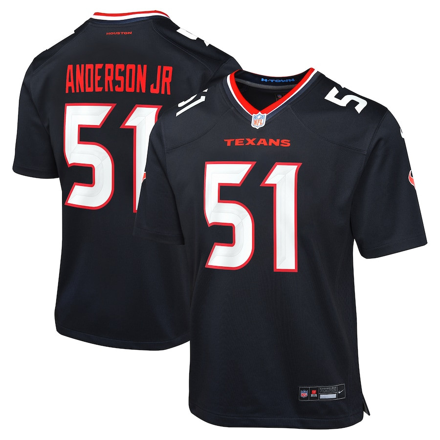 Will Anderson Jr. 51 Houston Texans Game Navy NFL Jersey Youth