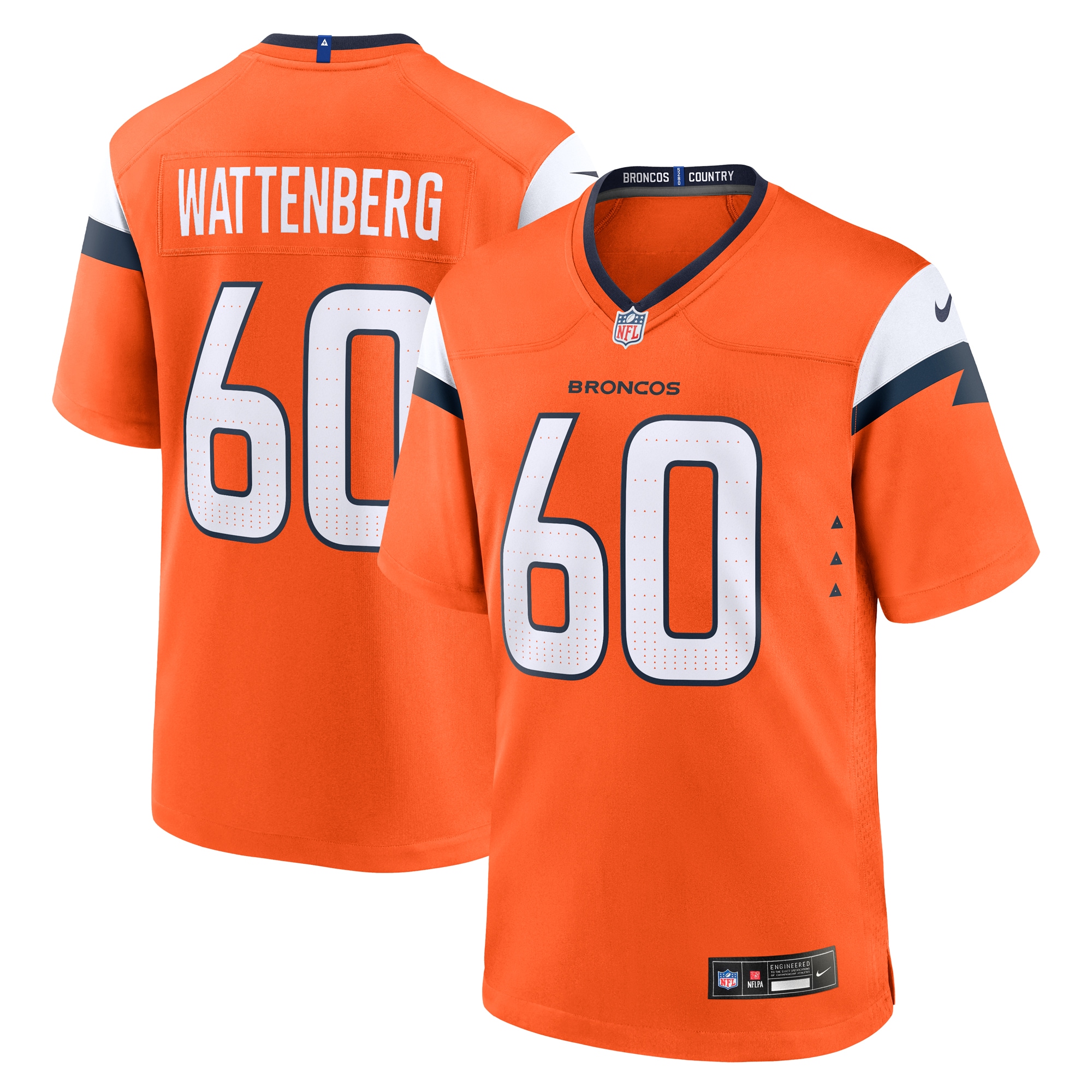 Denver Broncos Luke Wattenberg Orange Team Game NFL Jersey Men's