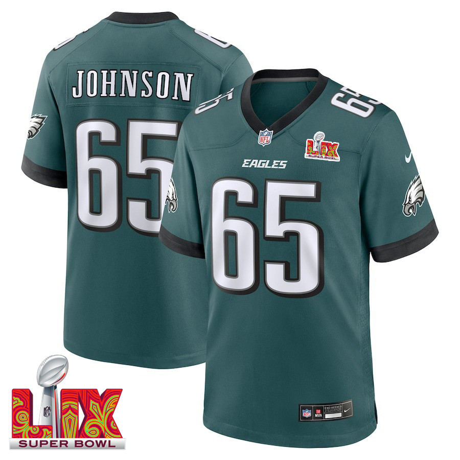 Lane Johnson #65 Philadelphia Eagles Super Bowl LIX Midnight Green NFL Jersey Men's