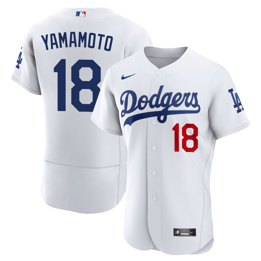 Yoshinobu Yamamoto 18 Los Angeles Dodgers Home ELITE White MLB Jersey Men's
