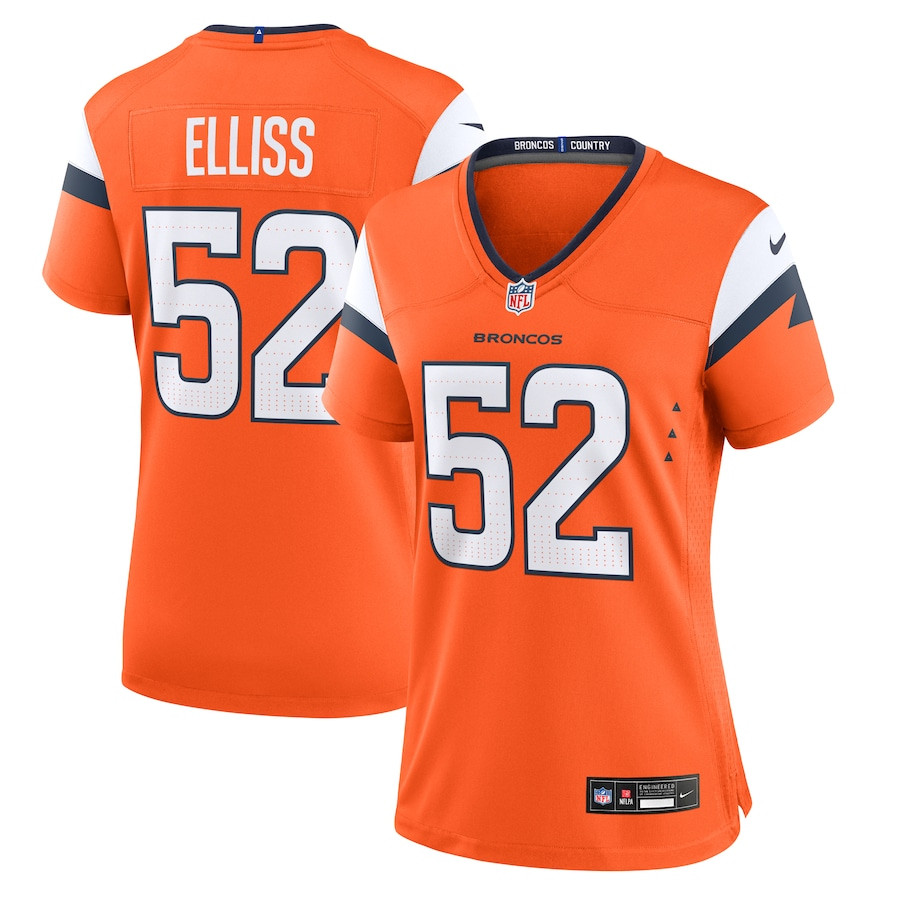 Jonah Elliss 52 Denver Broncos Team Game Orange NFL Jersey Women's