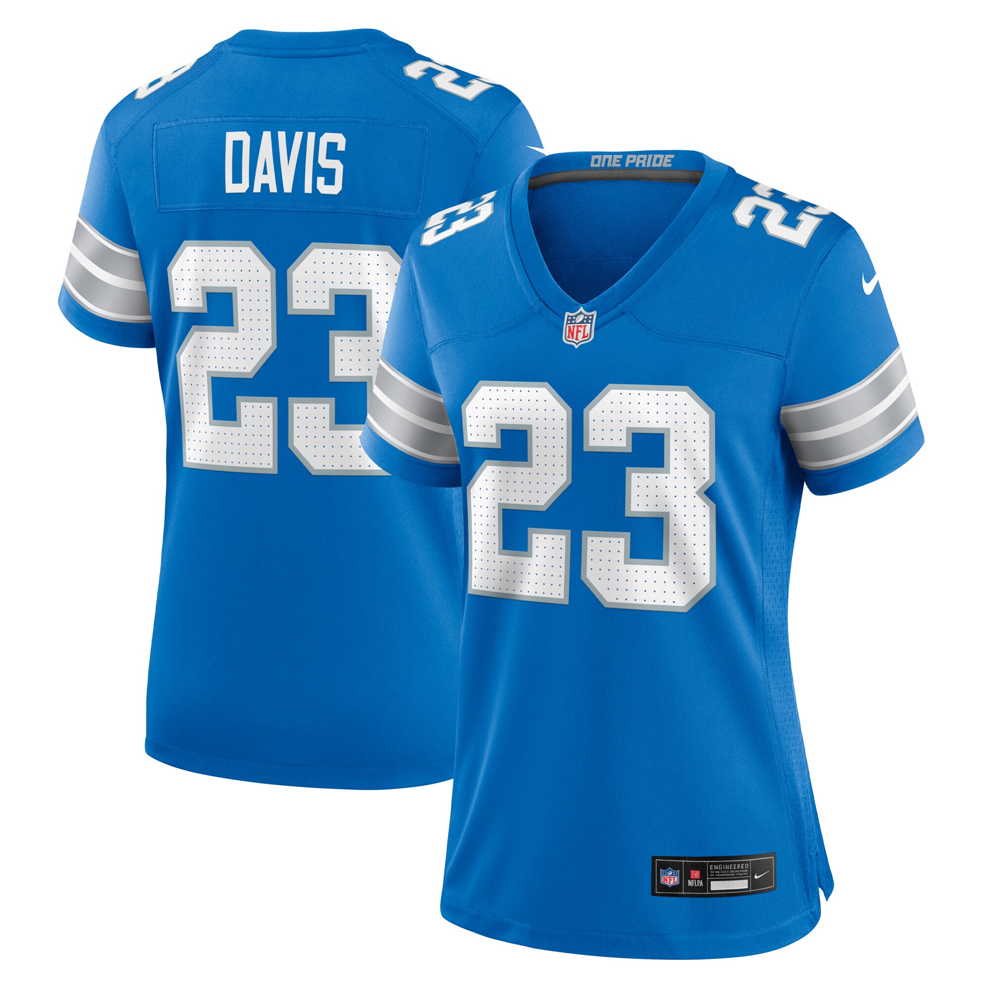 Detroit Lions Carlton Davis Blue Team Game NFL Jersey Women's