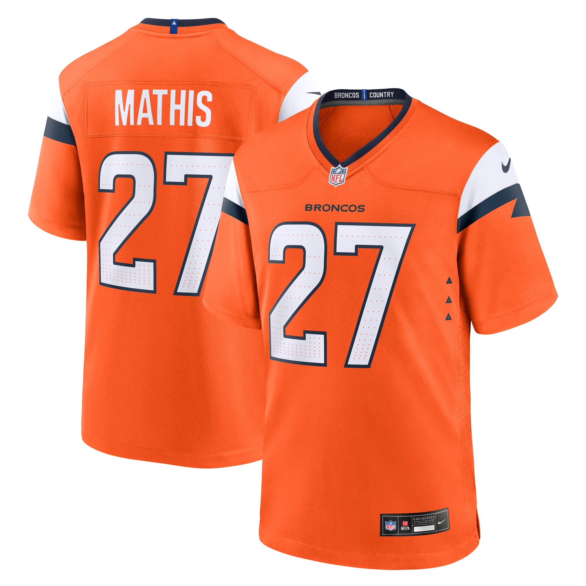 Denver Broncos Damarri Mathis Orange Team Game NFL Jersey Men's
