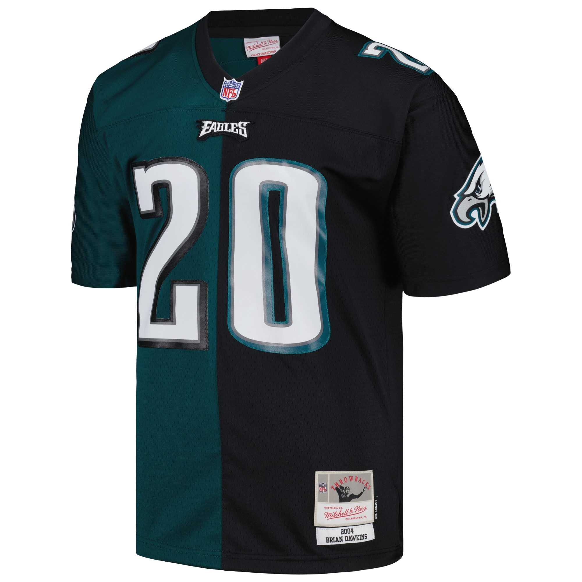 Philadelphia Eagles Brian Dawkins Mitchell Ness Midnight Green/Black 2004 Split Legacy NFL Jersey Men's
