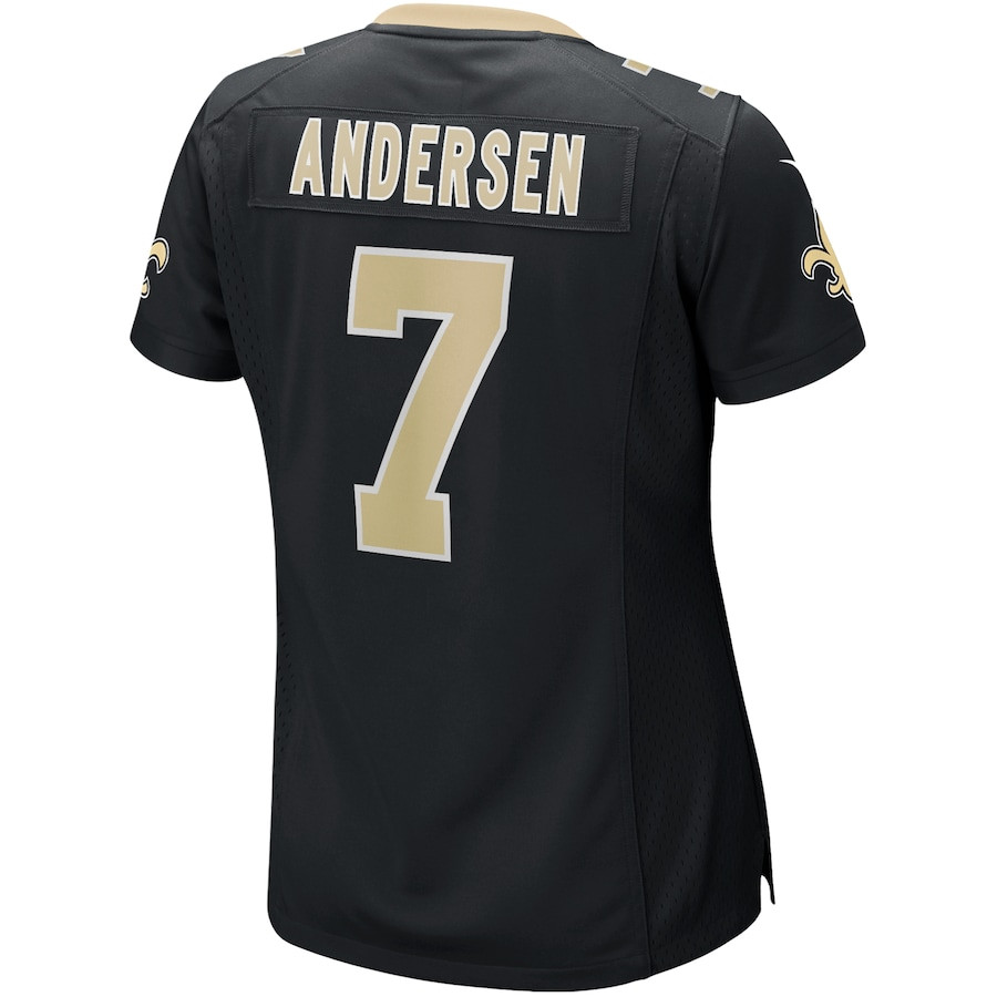 Morten Andersen 7 New Orleans Saints Game Retired Black NFL Jersey Women's