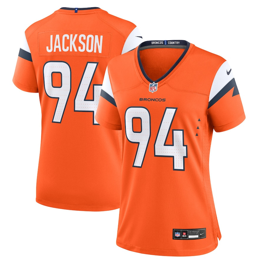 Jordan Jackson 94 Denver Broncos Team Game Orange NFL Jersey Women's